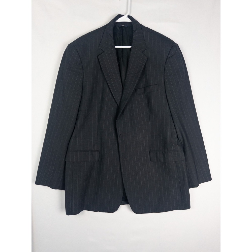 Brook Brothers 346 Blazer Mens 44L Gray Pin Striped Wool 2 Button Single Breaste